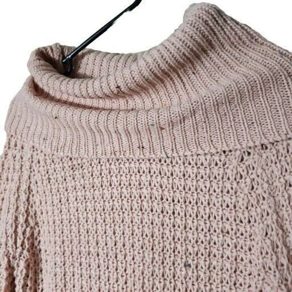 Pink Knit Tunic Sweater Womens Medium Cowl Neck Candy Speckled Chic Winterwear - Picture 3 of 11